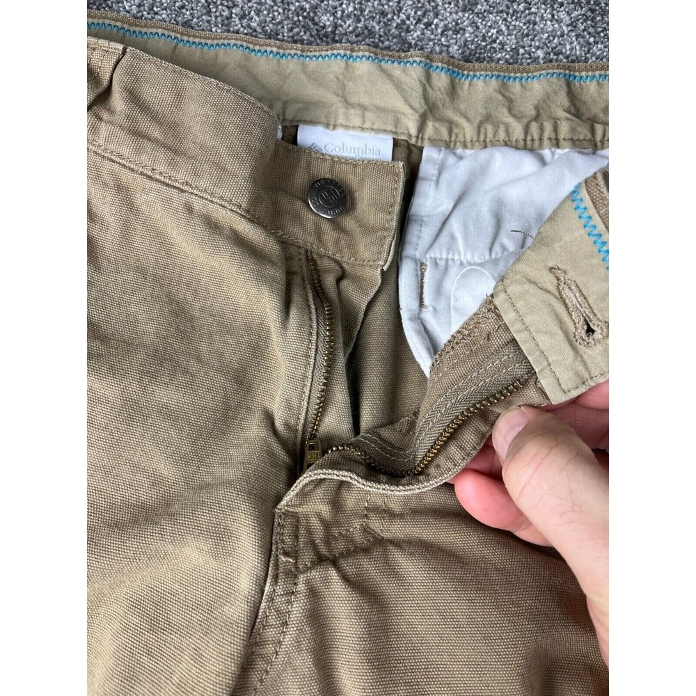Columbia Cargo Pant Regular Fit Side Pocket Tan Canvas Cotton Mens 30x32 - Picture 8 of 16